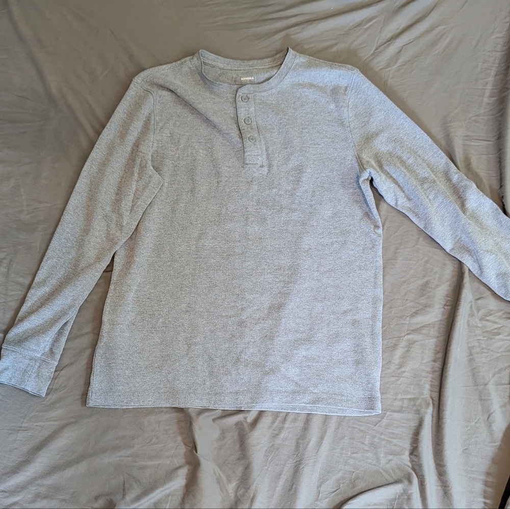 Sonoma Men's‎ Light Gray Long Sleeve Henley Shirt